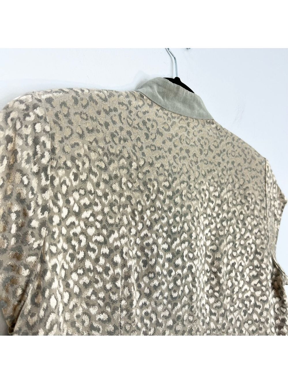 Vintage Canadian made sage green taupe metallic animal print cropped jacket 12 - Picture 7 of 15